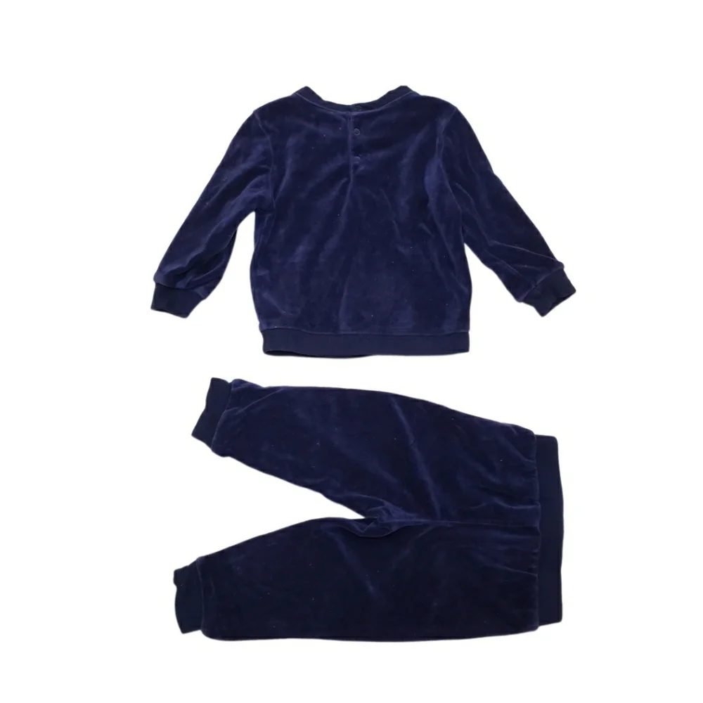 Ralph Lauren 18m Naby Blue Two Piece Velour Matching Track Suit Set